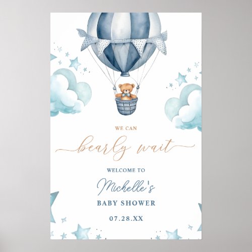 We Can Bearly Wait Baby Shower Welcome  Poster