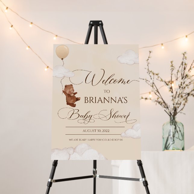 We Can Bearly Wait Baby Shower Welcome Sign  (In Situ (Stand))