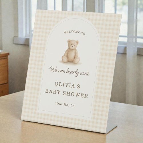 We Can Bearly Wait Baby Shower Welcome Sign by Pretty Girly Designs