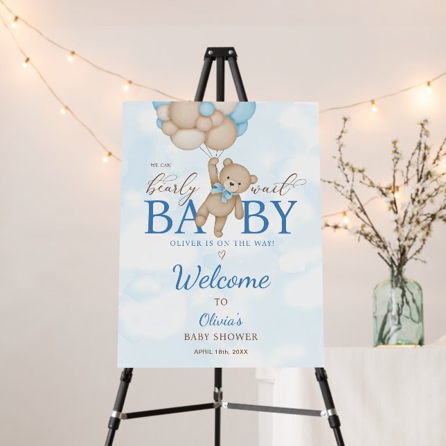 We Can Bearly Wait Baby Shower Welcome Sign (In Situ (Stand))
