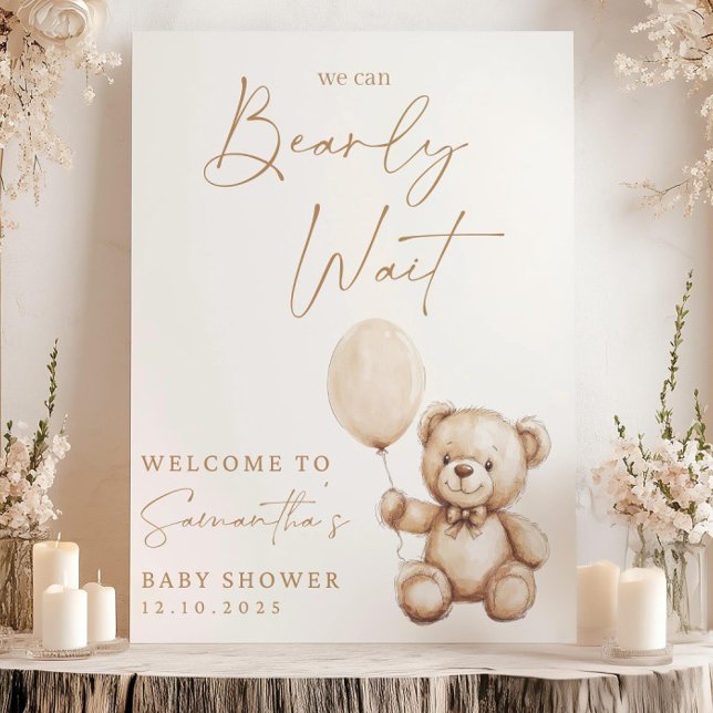 We Can Bearly Wait Baby Shower Welcome Sign Gender (Creator Uploaded)