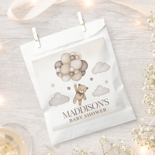 We Can Bearly Wait Baby Shower White Favor Bags (Clipped)
