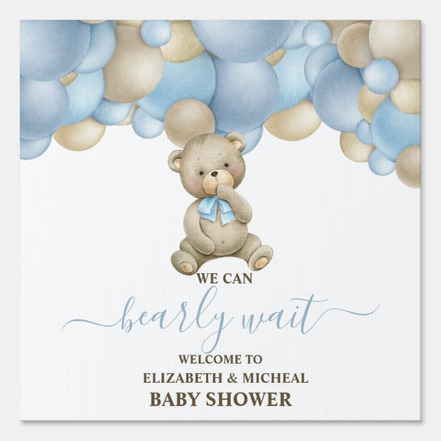 We Can Bearly Wait Baby Shower Yard Sign (Front)
