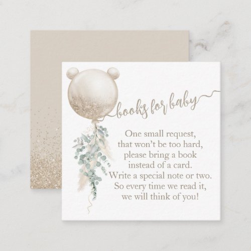 We can bearly wait Balloon Baby Shower Book Enclosure Card