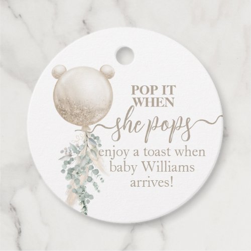 We can bearly wait Balloon Baby Shower Favor Tags