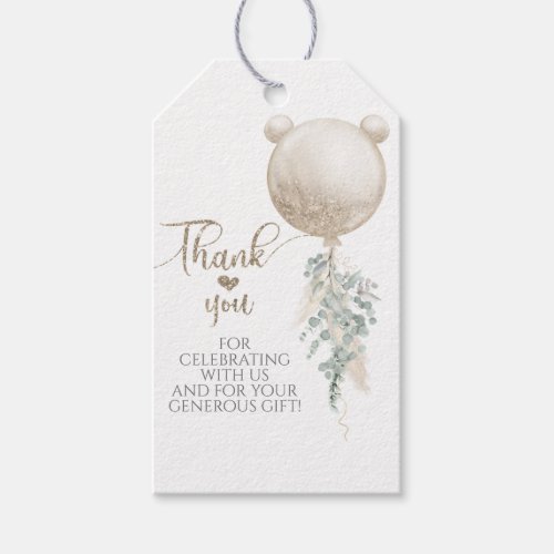We can bearly wait Balloon Baby Shower Thanks Gift Tags