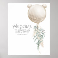 We can bearly wait Balloon Baby Shower Welcome Poster