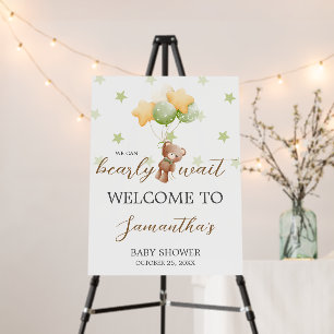 We Can Bearly Wait Balloon BabyShower Welcome Sign