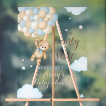 We Can Bearly Wait Balloon Bear Baby Boy Shower 