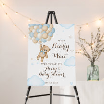 We Can Bearly Wait Balloon Bear Baby Boy Shower 