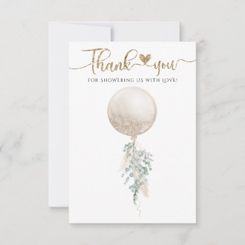 We can bearly wait Balloon minimalist Baby Shower Thank You Card