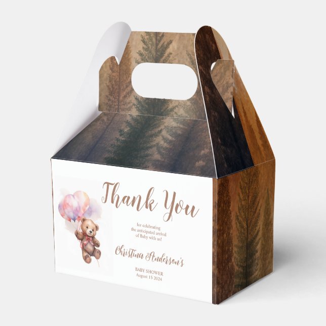 We can Bearly Wait Balloon Teddy Bear Baby Shower Favor Boxes (Front Side)