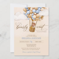 We Can Bearly Wait, Balloons Boy Baby Shower Invitation