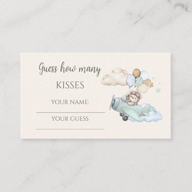 We Can Bearly Wait Bear Airplane How Many Kisses Enclosure Card (Front)