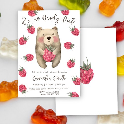 We can bearly wait Bear and berries Baby Shower Invitation