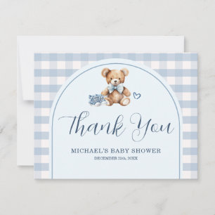 We can Bearly Wait Bear Baby Shoes Baby Shower Thank You Card