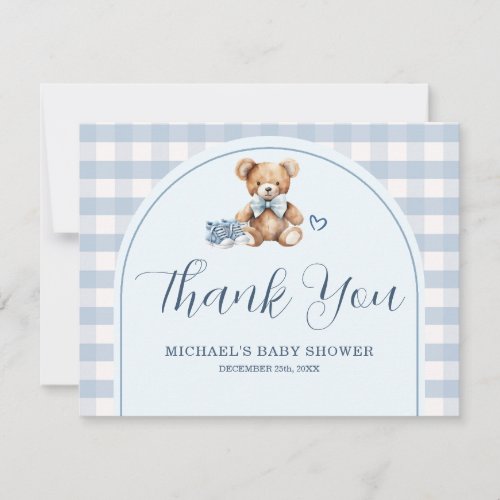 We can Bearly Wait Bear Baby Shoes Baby Shower Thank You Card