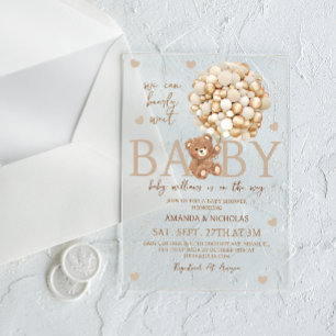 We Can Bearly Wait Bear Baby Shower Acrylic Invitations