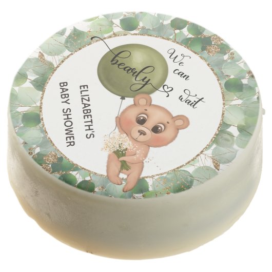We Can Bearly Wait Bear Baby Shower Chocolate Covered Oreo (Angled)