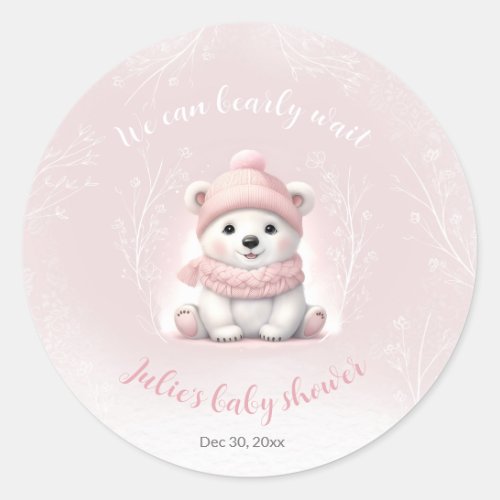 We Can Bearly Wait Bear Baby Shower Classic Round Sticker