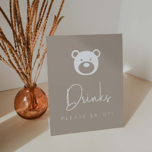 We Can Bearly Wait Bear Baby Shower Drinks Pedestal Sign