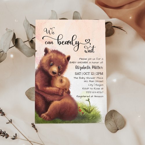 We can Bearly wait Bear Baby Shower Invitation