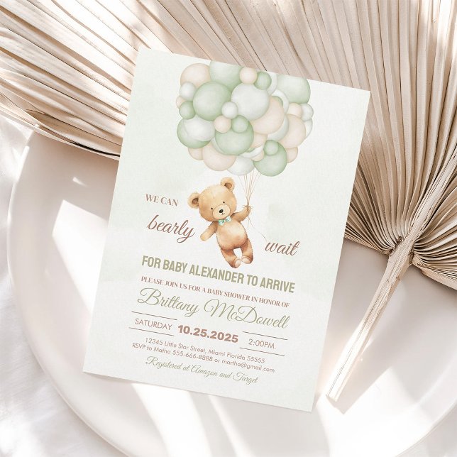 We Can Bearly Wait Bear Baby Shower Invitation (Creator Uploaded)