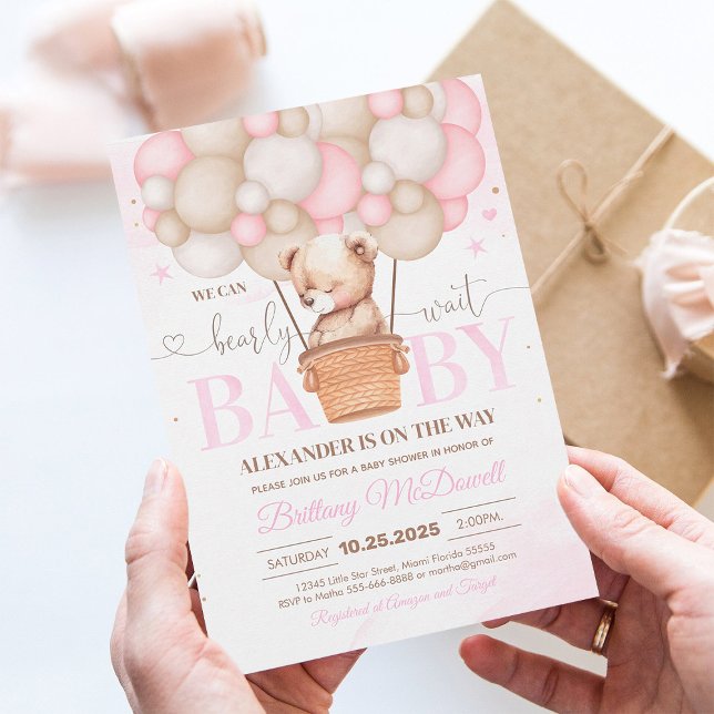 We Can Bearly Wait Bear Baby Shower Invitation (Creator Uploaded)