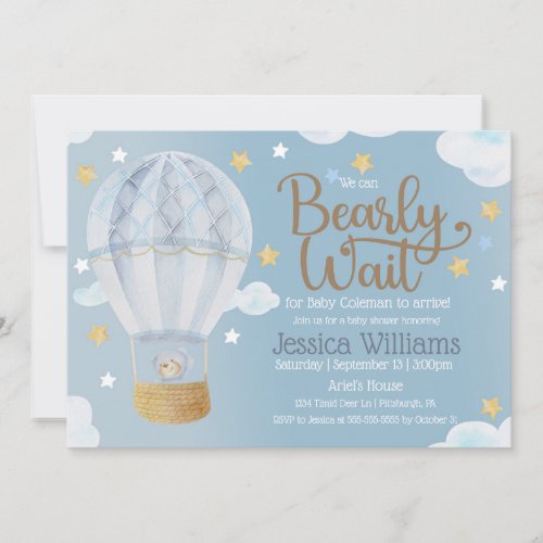 We Can Bearly Wait Bear Baby Shower Invitation