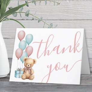 We Can Bearly Wait Bear Baby Shower Letterpress Thank You Card