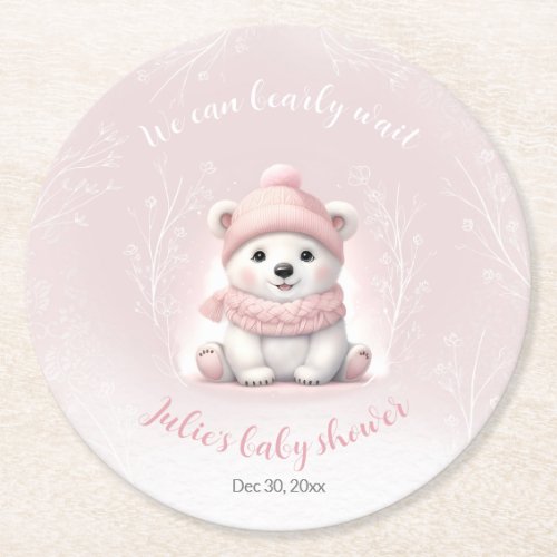 We Can Bearly Wait Bear Baby Shower Paper Coasters