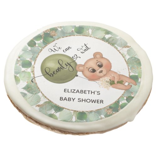 We Can Bearly Wait Bear Baby Shower Sugar Cookie