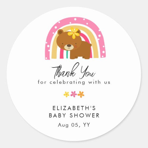 We Can Bearly Wait Bear Baby Shower Thank You Classic Round Sticker