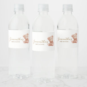 We Can Bearly Wait Bear Baby Shower Water Bottle Label