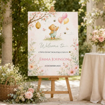 We Can Bearly Wait Bear Baby Shower Welcome Poster