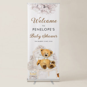 We Can Bearly Wait Bear Baby Shower Welcome Retractable Banner