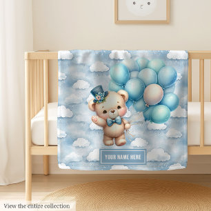 We Can Bearly Wait Bear Balloon Blanket for Baby