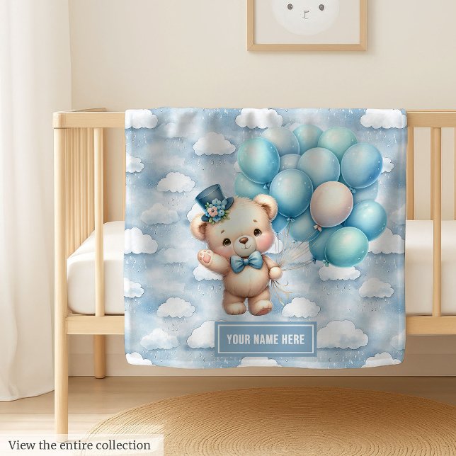 We Can Bearly Wait Bear Balloon Blanket for Baby (We Can Bearly Wait Bear Balloon Blanket for Baby)