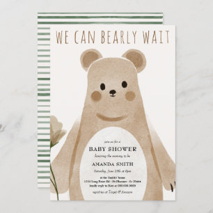 We Can Bearly Wait Bear Boho Baby Shower Invitation