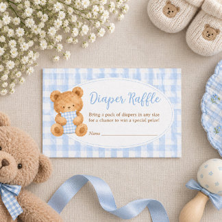 We Can Bearly Wait Bear Boy Baby Diaper Raffle Note Card
