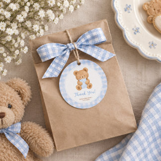 We Can Bearly Wait Bear Boy Baby Shower Favor Tags