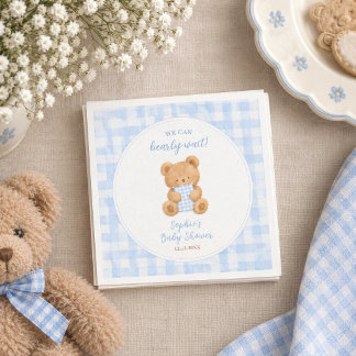 We Can Bearly Wait Bear Boy Baby Shower Napkins