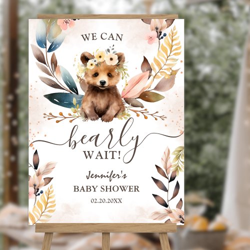 We Can Bearly Wait  Bear Cub Baby Shower Welcome  Foam Board