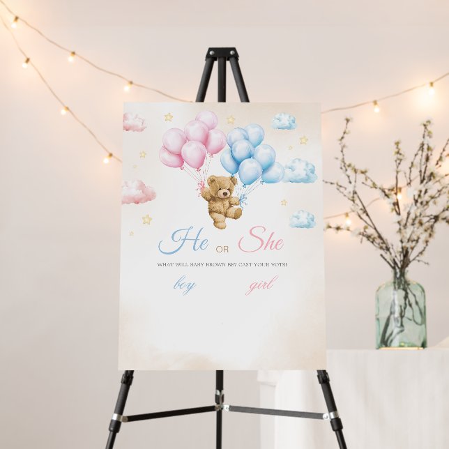 We Can Bearly Wait Bear Gender Reveal Sign (In Situ (Stand))