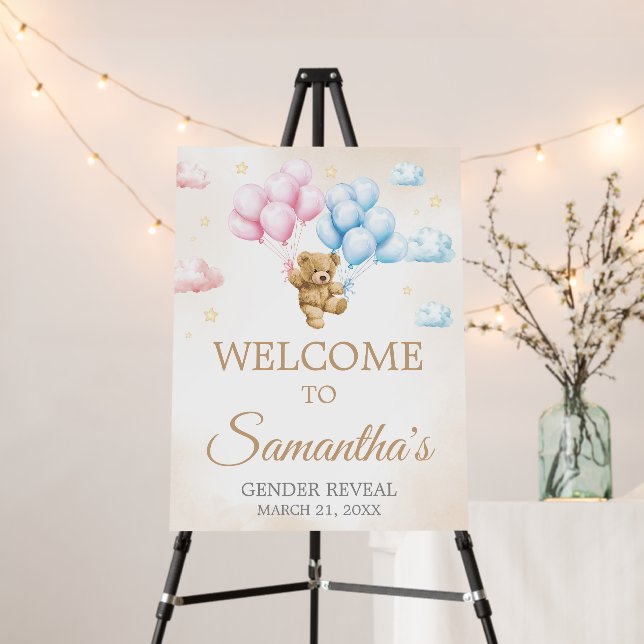 We Can Bearly Wait Bear Gender Reveal Welcome Sign (In Situ (Stand))