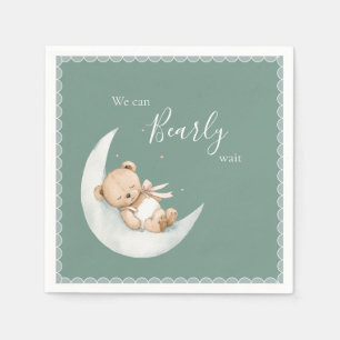 We Can Bearly Wait Bear Green Baby Shower Napkins