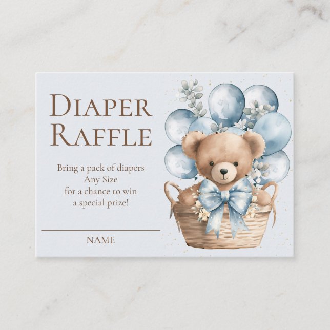 We Can Bearly Wait Bear In Basket Diaper Raffle Enclosure Card (Front)