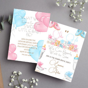 We can bearly wait   Bear Theme Gender Reveal  Invitation