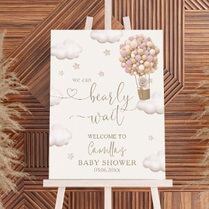 We Can Bearly Wait Bear With Balloons Baby Shower Foam Board