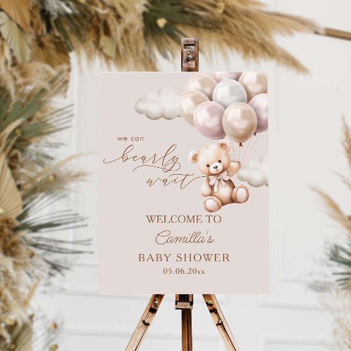 We Can Bearly Wait Bear With Balloons Baby Shower Foam Board